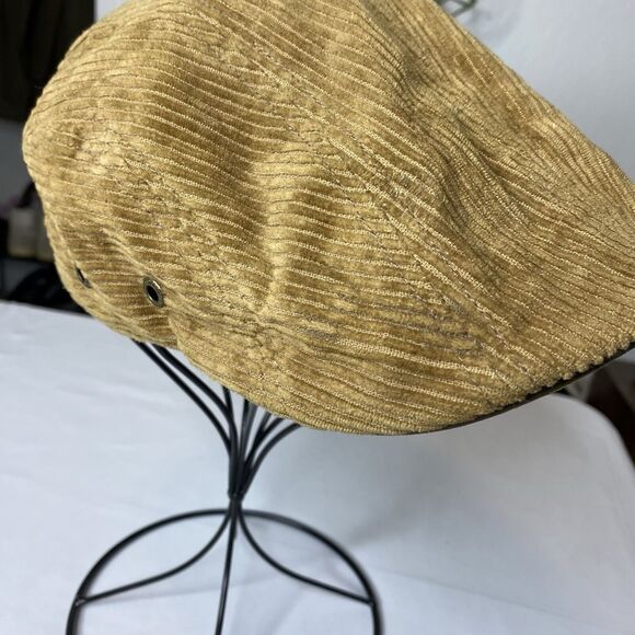 Stetson Tan Corduroy Cap Newsboy Newsie Hat Driving Cap Plaid Lined - Picture 6 of 8